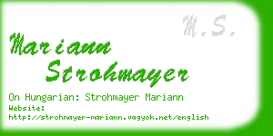 mariann strohmayer business card